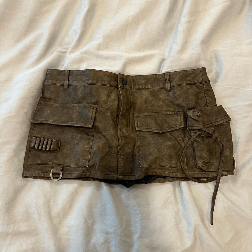 Ann Andelman dark brown vintage leather mini skirt